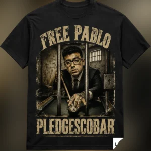 Free Pablo Pledgescobar Tee Vintage Prison Graphic Shirt available at our Los Angeles warehouse