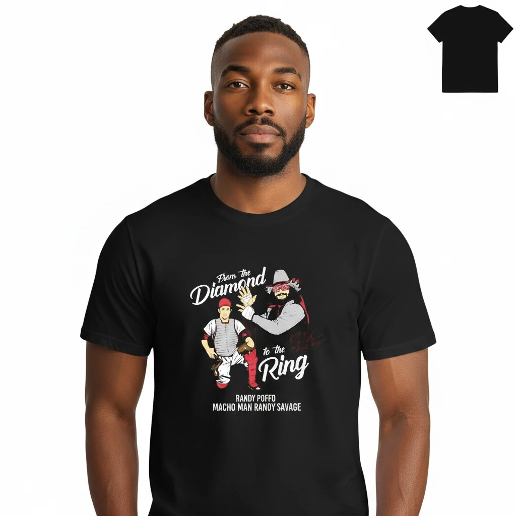 From the Diamond to the Ring Randy Savage Tee, Vintage Baseb — Los Angeles From the Diamond to the Ring Randy Savage Tee, Vintage Baseball and Wrestling Graphic Shirt available at our Los Angeles warehouse