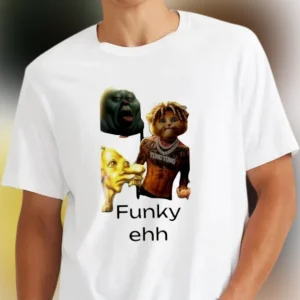 Funky Ehh Tung Tung Cat Meme Graphic Tee, Funny Surrealist Internet Humor T-Shirt Gift for Men and Women
