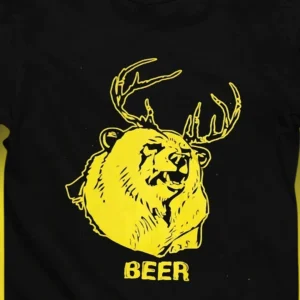 Funny Beer Graphic Tee Deer Antler Bear Head Shirt Gift for Outdoorsmen