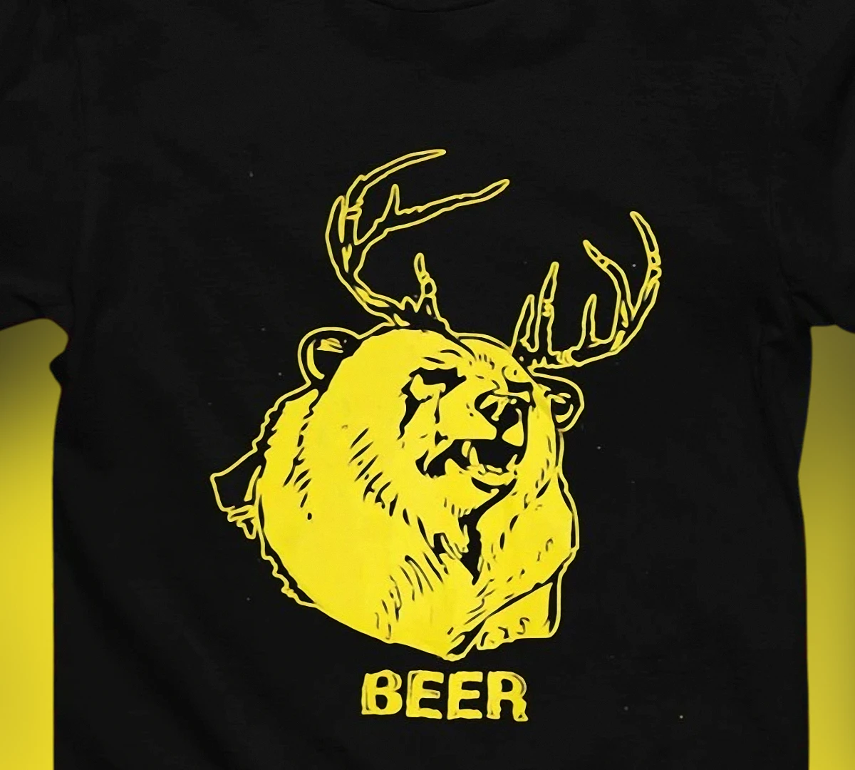 Funny Beer Graphic Tee Deer Antler Bear Head Shirt Gift for Outdoorsmen