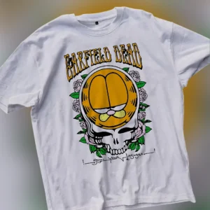 Garfield Dead Steal Your Lasagna Tee Funny Rock Band Mashup Graphic Shirt available at our Los Angeles warehouse