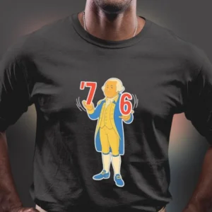 George Washington 76 Graphic Tee, Retro Americana Patriotic Shirt, Vintage Historical Fourth of July Gift
