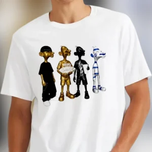 GEOY Graphic Tee Diary of a Wimpy Kid Parody 3D Metallic Streetwear Urban Character Tee for Men and Women
