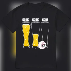 Going Going Gone Baseball Beer Graphic Tee, Funny Sports Fan Drinking Game Day Shirt