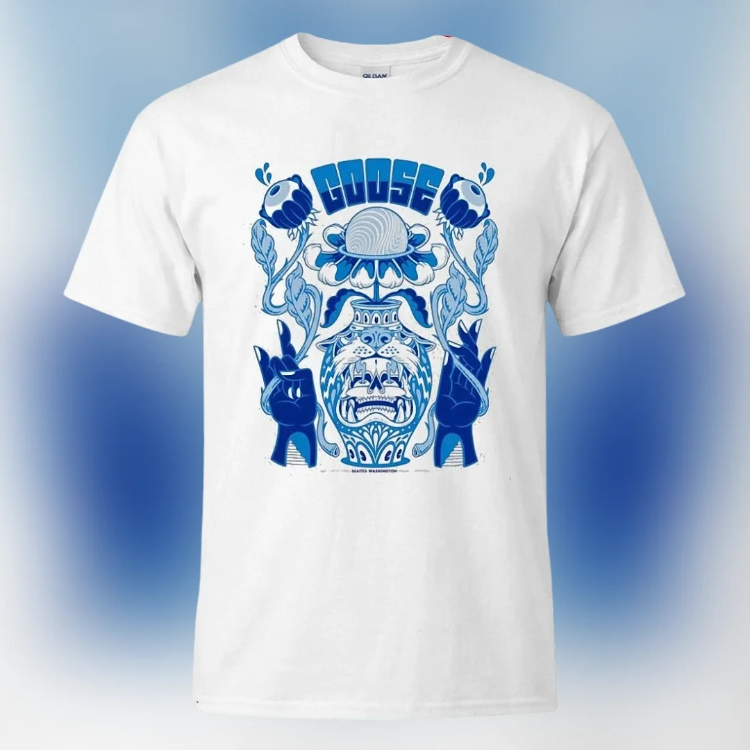 Goose Band Psychedelic Skull Graphic Tee, Surreal Blue Jam B — Los Angeles Goose Band Psychedelic Skull Graphic Tee, Surreal Blue Jam Band Concert T-Shirt Gift available at our Los Angeles warehouse