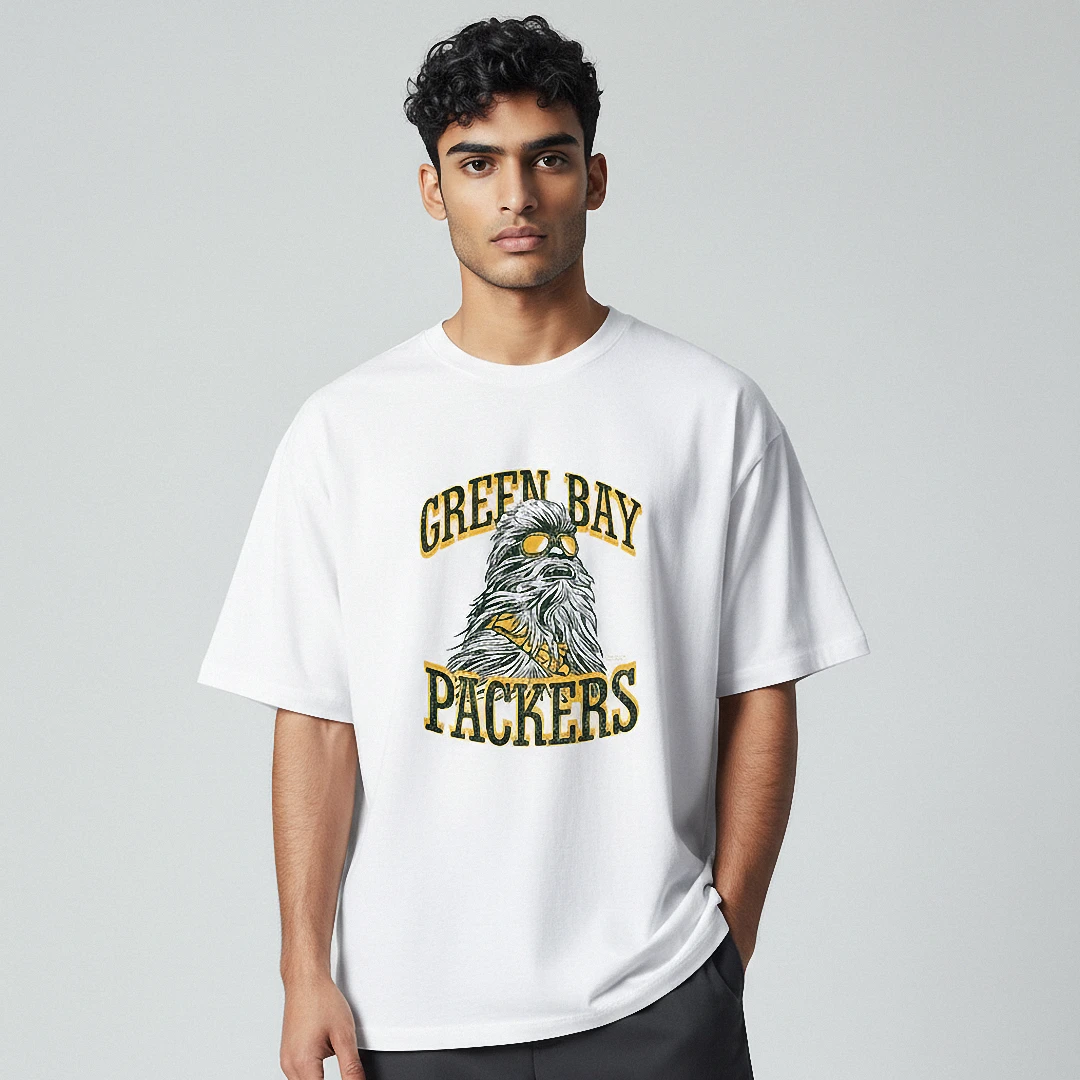 Green Bay Packers Chewbacca Graphic Tee Funny Star Wars Foot — Los Angeles Green Bay Packers Chewbacca Graphic Tee Funny Star Wars Football Fan Shirt available at our Los Angeles warehouse