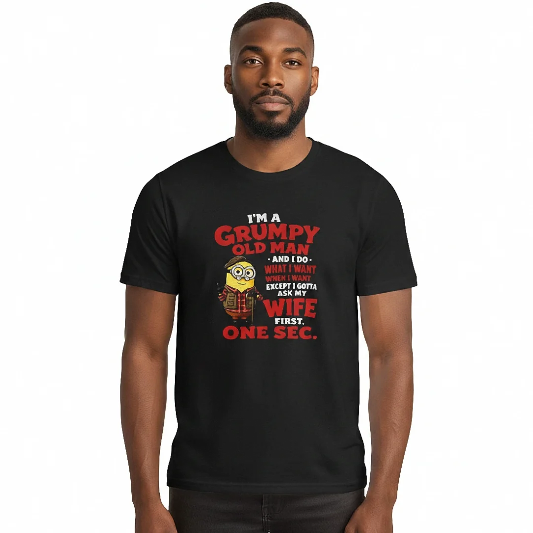 Grumpy Old Man Ask My Wife First Tee, Funny Husband Sarcasti — Los Angeles Grumpy Old Man Ask My Wife First Tee, Funny Husband Sarcastic Novelty Graphic T-Shirt Gift for Dad available at our Los Angeles warehouse