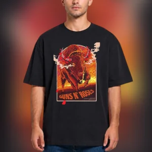 Guns N' Roses Bison Vintage Graphic Tee, Rock Band Concert Tour T-Shirt for Music Fans available at our Los Angeles warehouse
