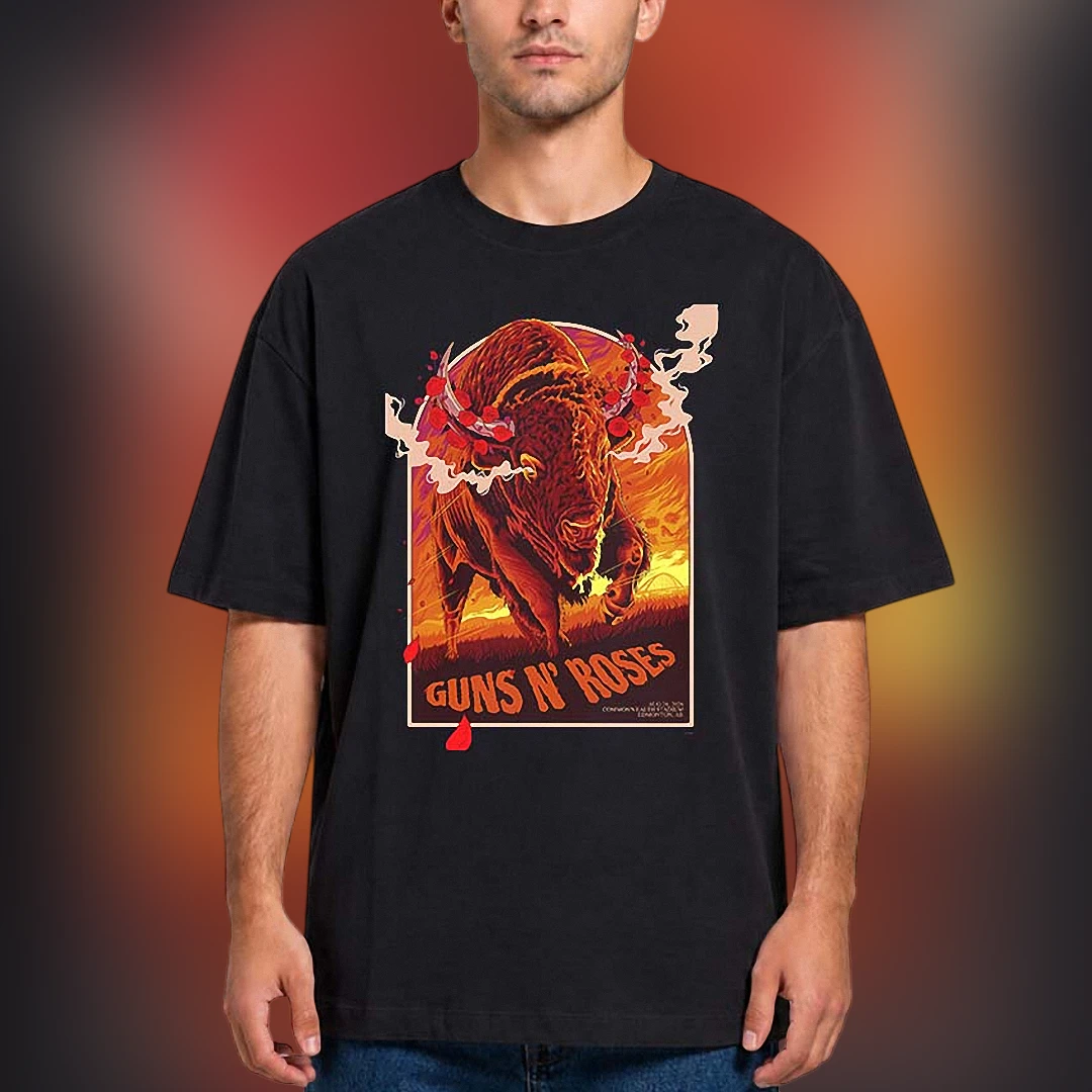Guns N' Roses Bison Vintage Graphic Tee, Rock Band Concert T — Los Angeles Guns N' Roses Bison Vintage Graphic Tee, Rock Band Concert Tour T-Shirt for Music Fans available at our Los Angeles warehouse