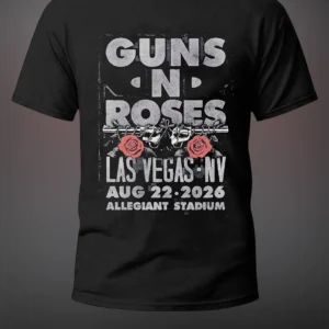 Guns N Roses Las Vegas NV Aug 22 2026 Allegiant Stadium Tee, Vintage Rock Band Concert Tour Shirt available at our Los Angeles warehouse