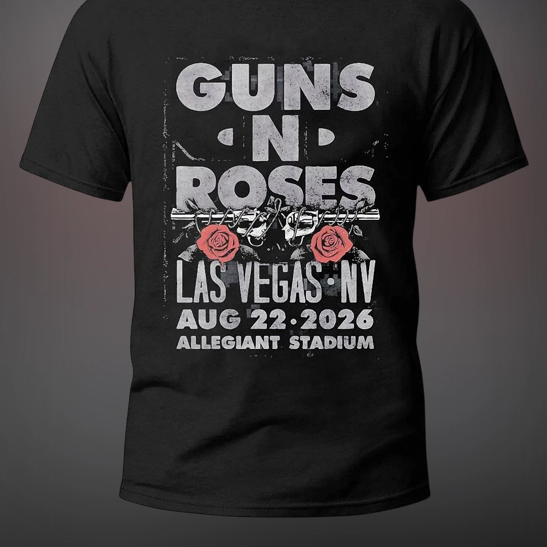 Guns N Roses Las Vegas NV Aug 22 2026 Allegiant Stadium Tee, — Los Angeles Guns N Roses Las Vegas NV Aug 22 2026 Allegiant Stadium Tee, Vintage Rock Band Concert Tour Shirt available at our Los Angeles warehouse