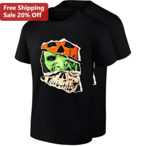 Halloween Monster Collage Graphic Tee Pumpkin Witch Skull Spooky Season Shirt Gift for Horror Fans available at our Los Angeles warehouse