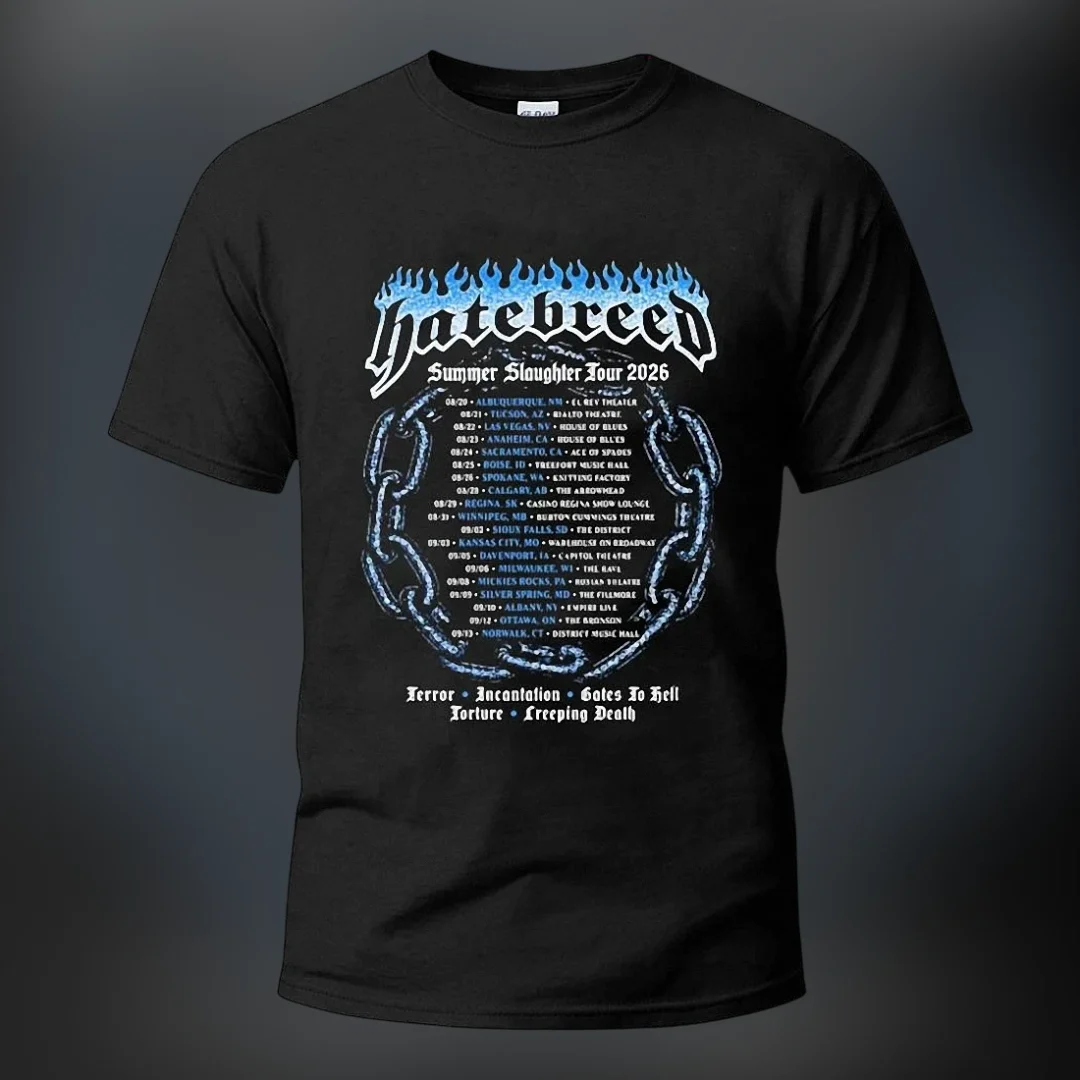 Hatebreed Summer Slaughter Tour 2026 Tee Metal Band Concert — Los Angeles Hatebreed Summer Slaughter Tour 2026 Tee Metal Band Concert Graphic Shirt available at our Los Angeles warehouse