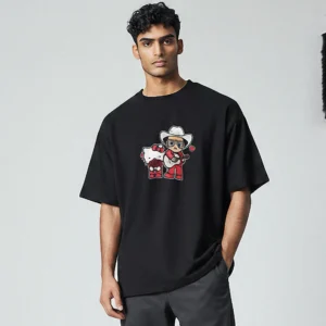 Hello Kitty Tee Cowboy Guitar Graphic Shirt, Western Kawaii Anime Streetwear T-Shirt for Men and Wom available at our Los Angeles warehouse