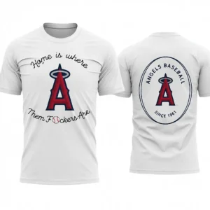 Home Is Where Them Fockers Are Angels Baseball Since 1961 Tee, Funny Retro Game Day Fan Graphic Shir available at our Los Angeles warehouse