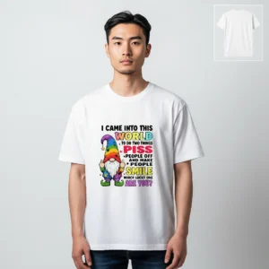 I Came Into This World Sarcastic Gnome Tee, Funny Offensive Humor Quote T-Shirt for Men and Women available at our Los Angeles warehouse