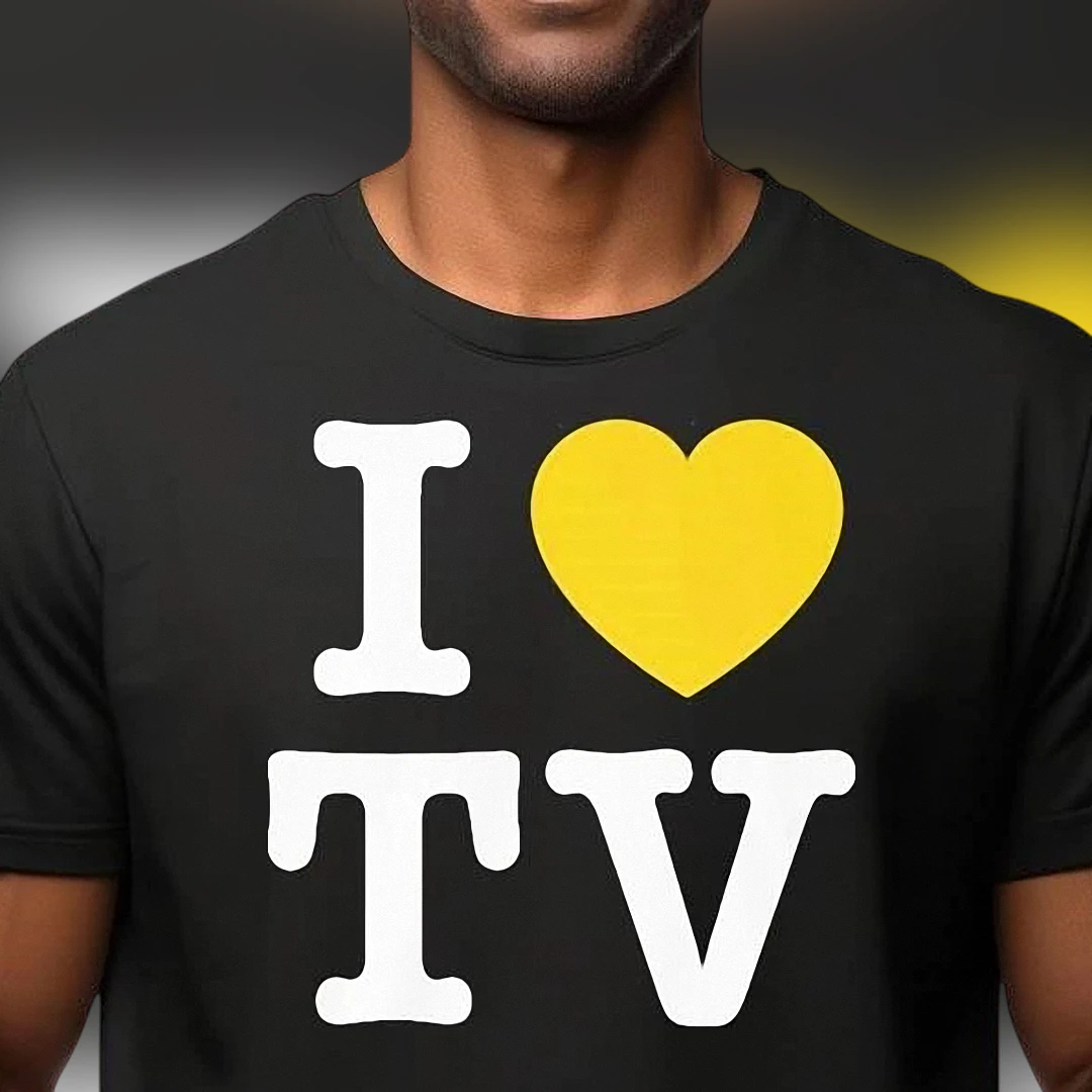 I Heart TV Graphic Tee Funny TV Lover Binge Watcher Retro Television Fan Shirt Gift