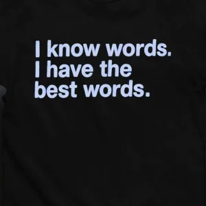I Know Words I Have The Best Words Tee Funny Political Parody Graphic Shirt Sarcastic Quote Gift