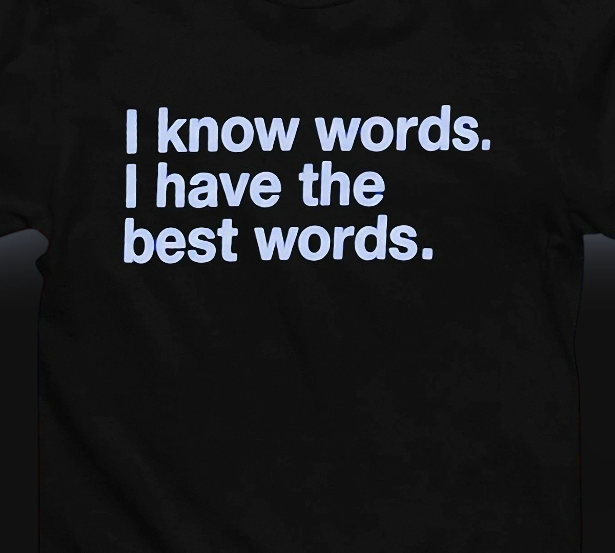 I Know Words I Have The Best Words Tee Funny Political Parody Graphic Shirt Sarcastic Quote Gift