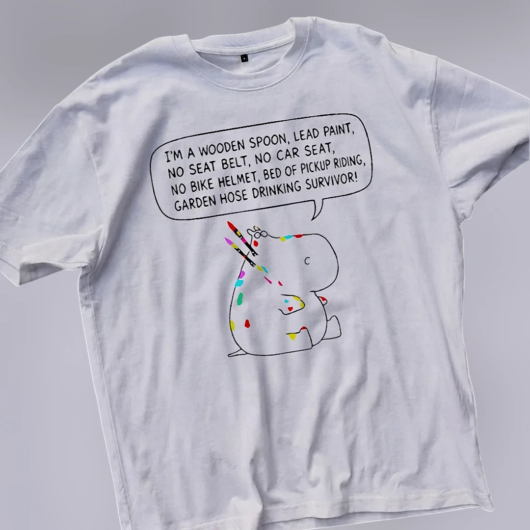 I'm A Wooden Spoon Lead Paint Survivor Tee, Funny 70s 80s Nostalgic Childhood Upbringing Graphic T-S available at our Los Angeles warehouse
