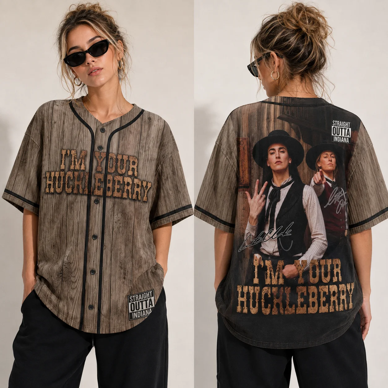I'm Your Huckleberry Straight Outta Indiana Baseball Jersey Caitlin Clark Kate Martin Western Fan Gift