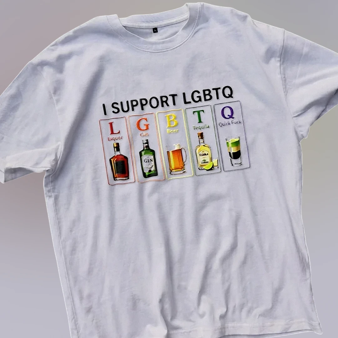 I Support L Liquor G Gin B Beer T Tequila Q Quick Fuck Tee Funny Alcohol Drinking Humor Graphic T-Sh available at our Los Angeles warehouse