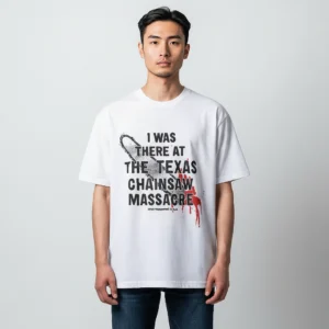 I Was There at The Texas Chainsaw Massacre Tee Horror Movie Graphic Shirt available at our Los Angeles warehouse