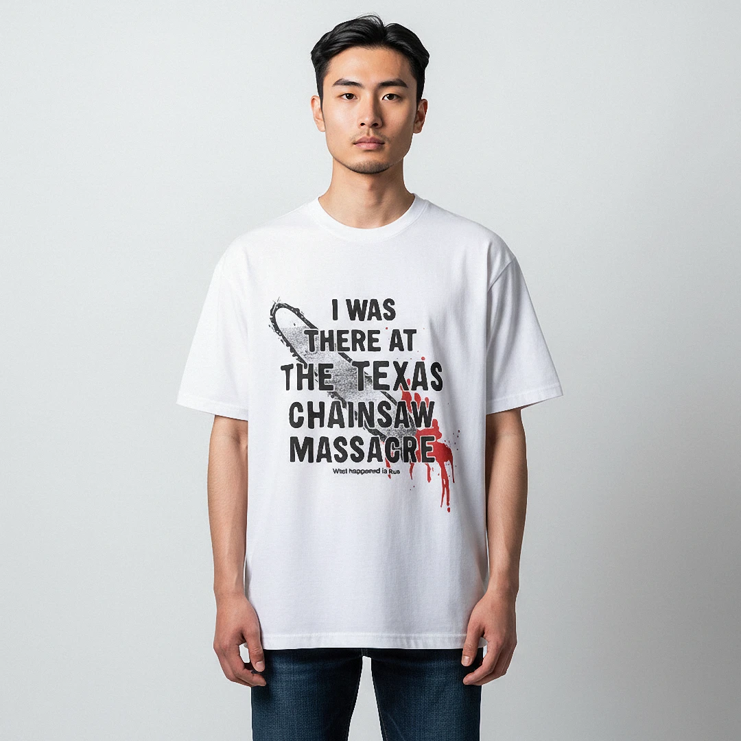 I Was There at The Texas Chainsaw Massacre Tee Horror Movie Graphic Shirt available at our Los Angeles warehouse