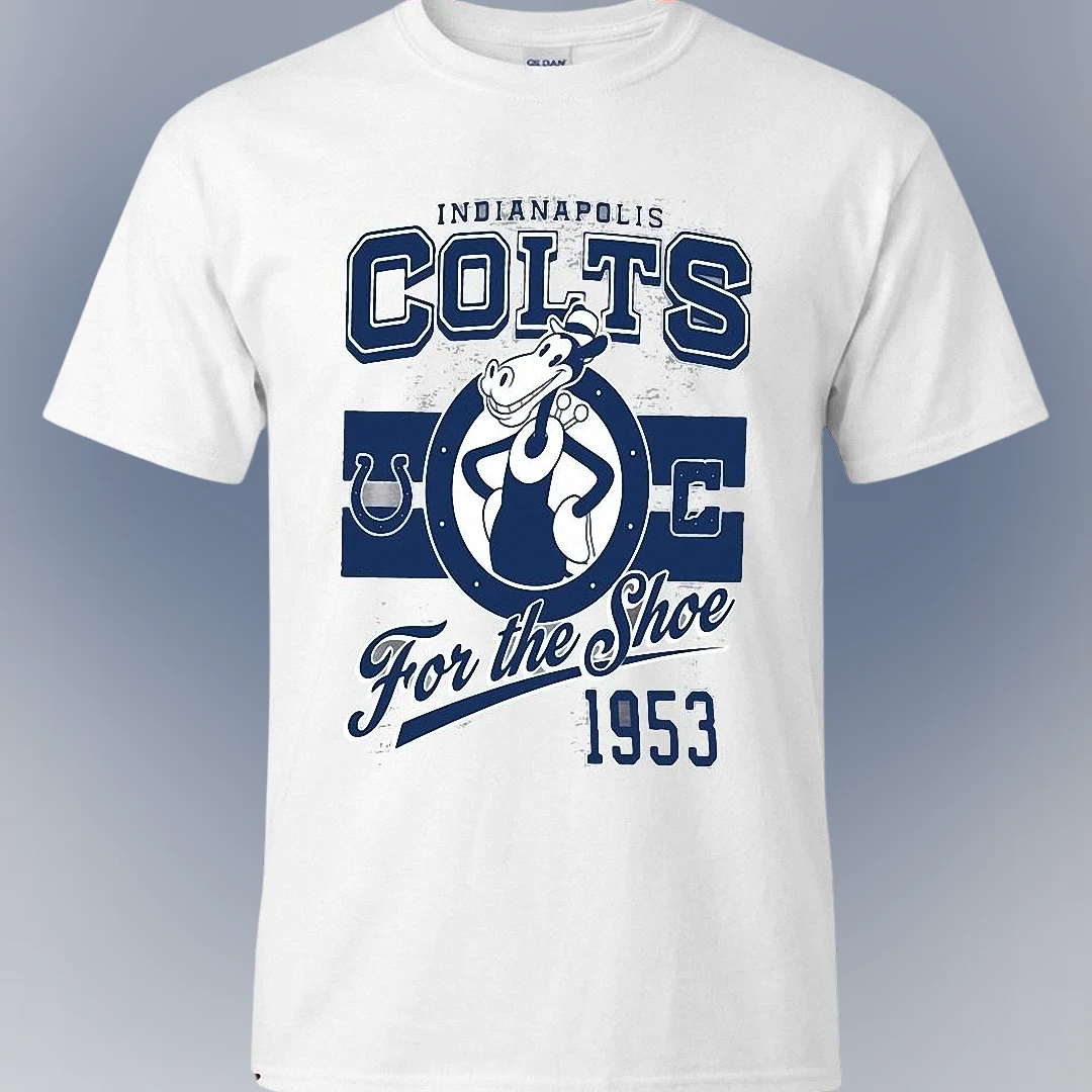 Indianapolis Colts For the Shoe 1953 Tee, Vintage Football M — Los Angeles Indianapolis Colts For the Shoe 1953 Tee, Vintage Football Mascot Graphic T-Shirt for Gameday Fans available at our Los Angeles warehouse