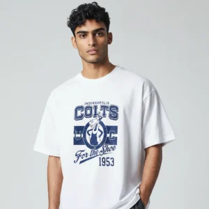 Indianapolis Colts For the Shoe 1953 Vintage Football Tee, Retro NFL Game Day Graphic Shirt available at our Los Angeles warehouse
