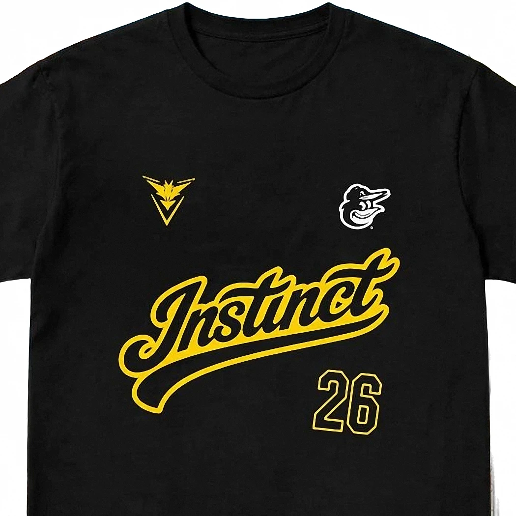 Instinct 26 Pokemon GO Orioles Graphic Tee, Baseball Sports Mashup Tee Shirt for Fans