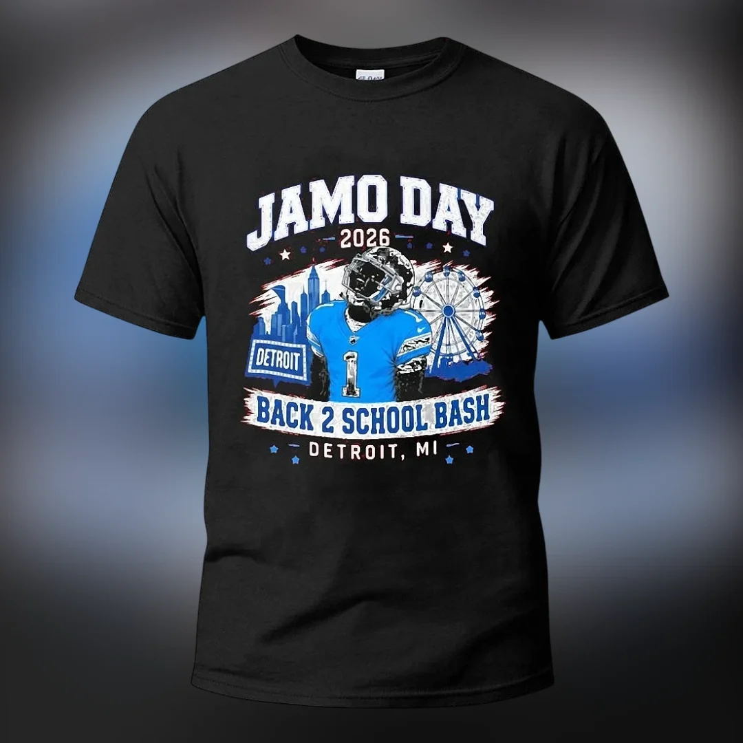 Jamo Day 2026 Back 2 School Bash Detroit MI Tee Jameson Williams Football Fan Graphic T-Shirt available at our Los Angeles warehouse