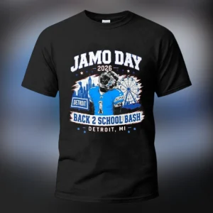 Jamo Day 2026 Back 2 School Bash Detroit MI Tee Jameson Williams Football Fan Graphic T-Shirt available at our Los Angeles warehouse