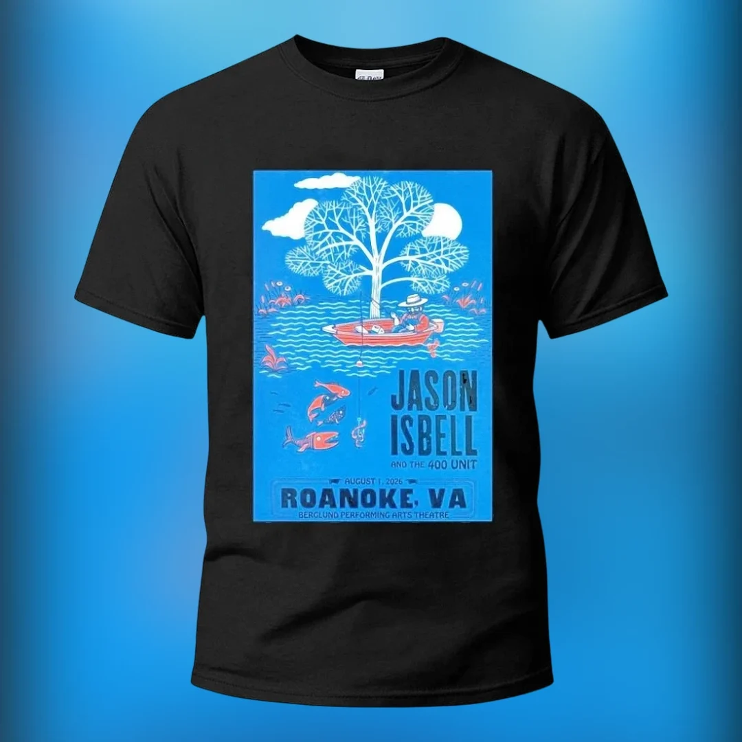 Jason Isbell and The Unit Roanoke VA 2026 Concert Tee, Berglund Performing Arts Theatre Music Fan Sh available at our Los Angeles warehouse