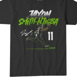 Jaxon Smith-Njigba 11 Signature Tee Seattle Football Game Day Fan Graphic Shirt available at our Los Angeles warehouse