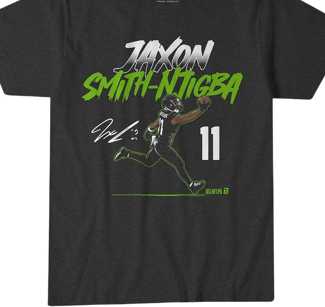 Jaxon Smith-Njigba 11 Signature Tee Seattle Football Game Day Fan Graphic Shirt available at our Los Angeles warehouse