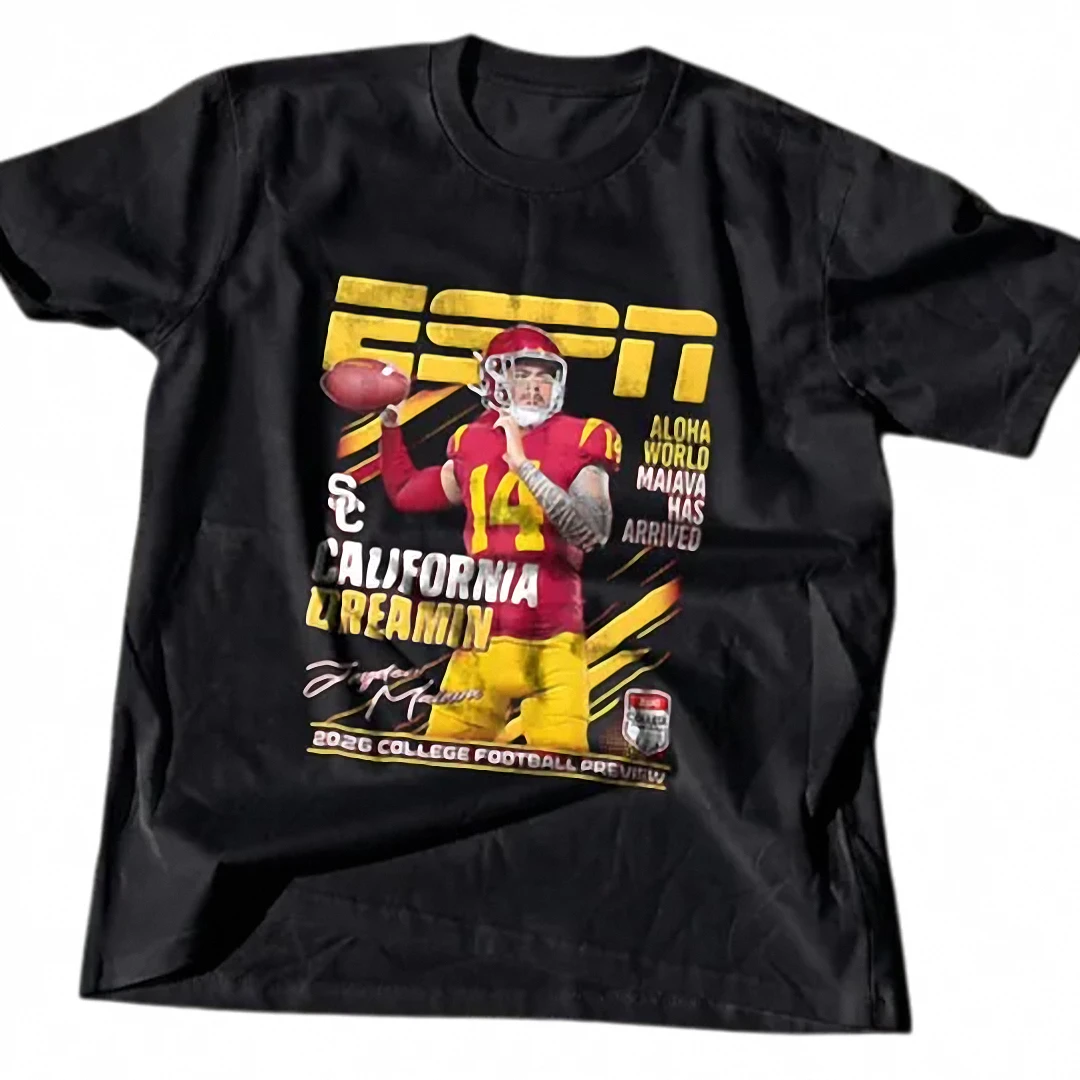 Jayden Maiava Aloha World Has Arrived Tee Vintage 2026 College Football California Dreamin Fan Shirt available at our Los Angeles warehouse