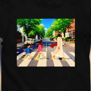 Jesus Christ Abbey Road Crosswalk Graphic Tee, Retro Christian Faith Parody T-Shirt Gift