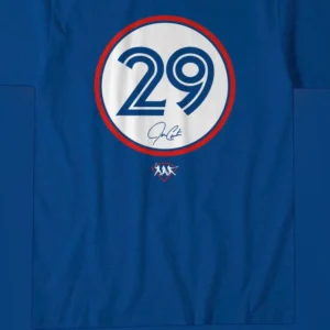 Joe Carter 29 Retro Baseball Signature Graphic Tee, Vintage Sports Number Graphic Shirt, Unisex Blue Tee Gift for Fans