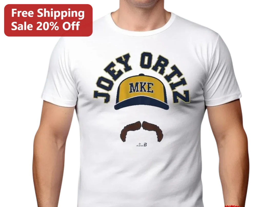 Joey Ortiz MKE Baseball Cap Mustache Graphic Tee for Milwauk — Los Angeles Joey Ortiz MKE Baseball Cap Mustache Graphic Tee for Milwaukee Brewers Fans available at our Los Angeles warehouse