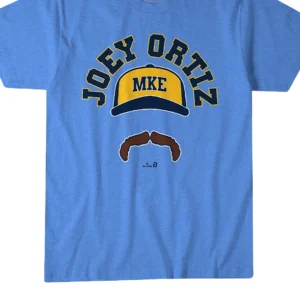 Joey Ortiz MKE Baseball Mustache Graphic Tee, Milwaukee Fan Shirt available at our Los Angeles warehouse