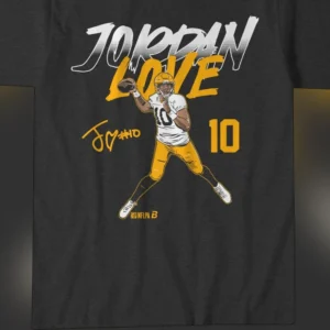 Jordan Love 10 Signature Football Graphic Tee Green Bay Game Day Fan Shirt Gift