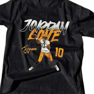 Jordan Love 10 Tee Football Fan Graphic Shirt, Green Bay Game Day Tailgate Apparel