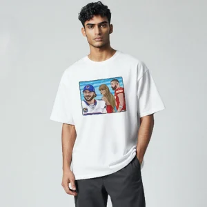 Josh Allen Taylor Swift Travis Kelce Tee, Funny NFL Meme Pop Culture Graphic Shirt available at our Los Angeles warehouse