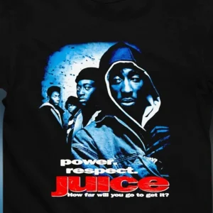 Juice Movie Tupac Shakur Graphic Tee, Power Respect Slogan Vintage 90s Hip Hop Streetwear T-Shirt