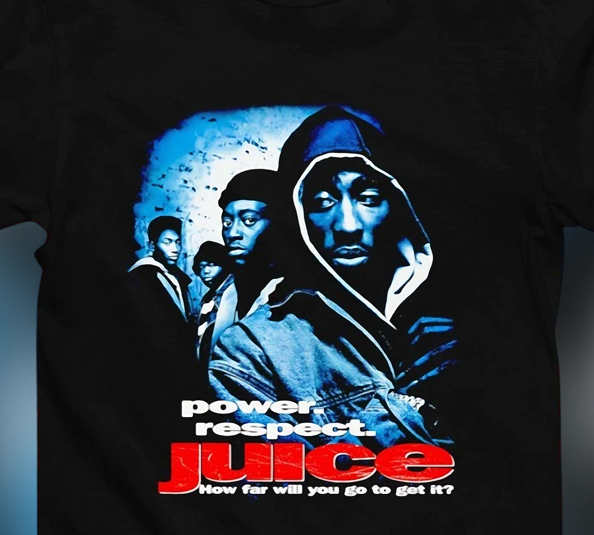 Juice Movie Tupac Shakur Graphic Tee, Power Respect Slogan Vintage 90s Hip Hop Streetwear T-Shirt