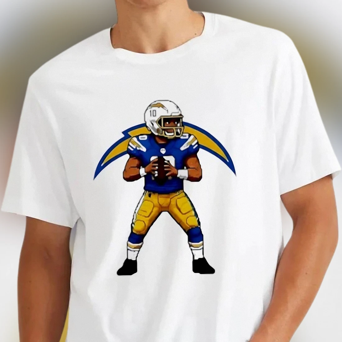 Justin Herbert Graphic Tee, Cartoon Football Quarterback Fan Shirt, Los Angeles Game Day Gift
