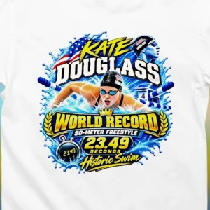 Kate Douglass World Record Tee 50m Freestyle Historic Swim Commemorative Shirt