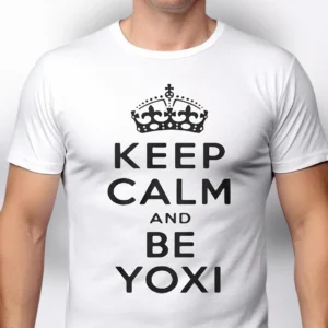 Keep Calm and Be Yoxi Tee, Funny Retro Slogan Parody Graphic T-Shirt Novelty Gift